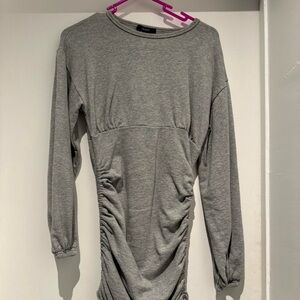Gray Long Sleeve Ruched Top